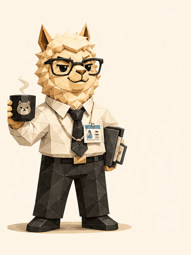 Office Menace alpaca mascot
