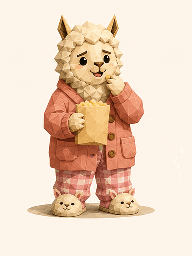 Cardigan Chaos Goblin alpaca mascot