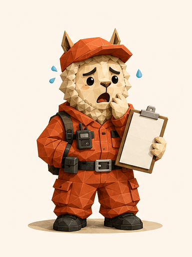 Panic Clipboard Goblin alpaca mascot